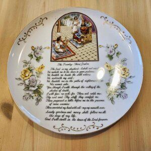 Vintage Ucagco Twenty Third Psalm Collectors Plate w/ Gold Trim Christian Japan